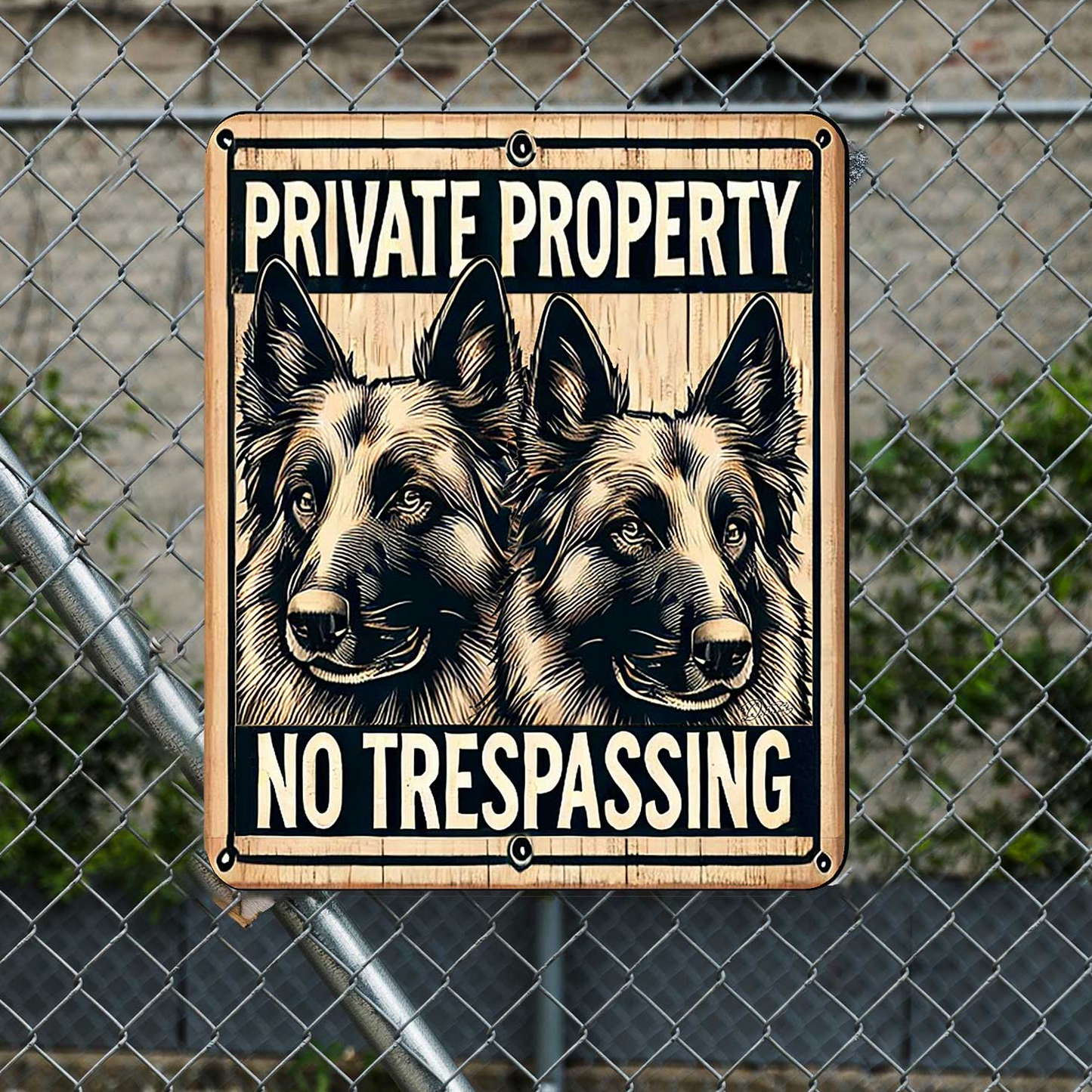 Private Property No Trespassing Wooden Sign – Handcrafted Rustic Dog Sign by Designocracy – Indoor & Outdoor Birch Plywood Décor - 961063