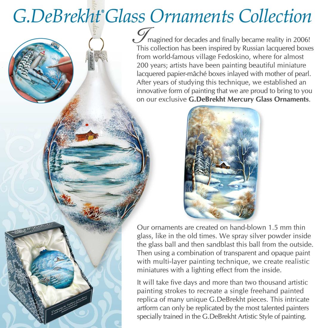 Snow Couple Glass Ornament by D. Gelsinger - Christmas Santa Snowman Decor - 762-108-DG