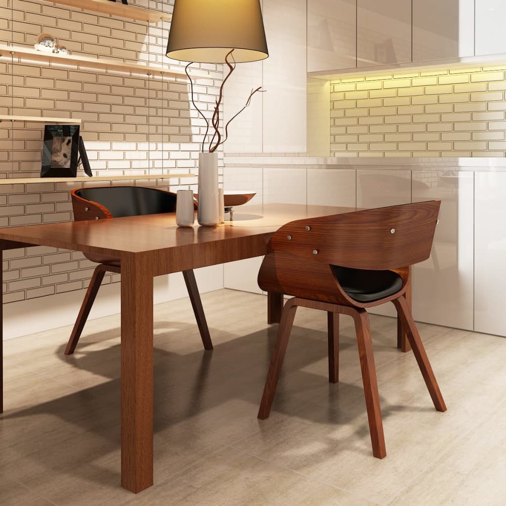 vidaXL Dining Chair Kitchen Chair with Armrests Bent Wood and Faux Leather