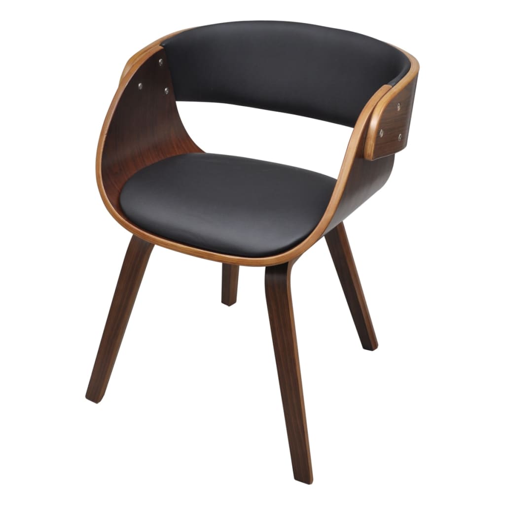 vidaXL Dining Chair Kitchen Chair with Armrests Bent Wood and Faux Leather