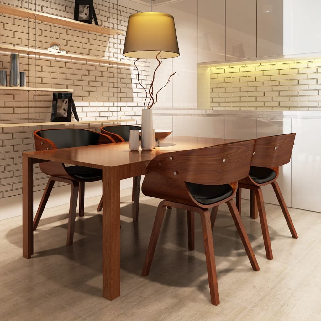 vidaXL Dining Chair Kitchen Chair with Armrests Bent Wood and Faux Leather