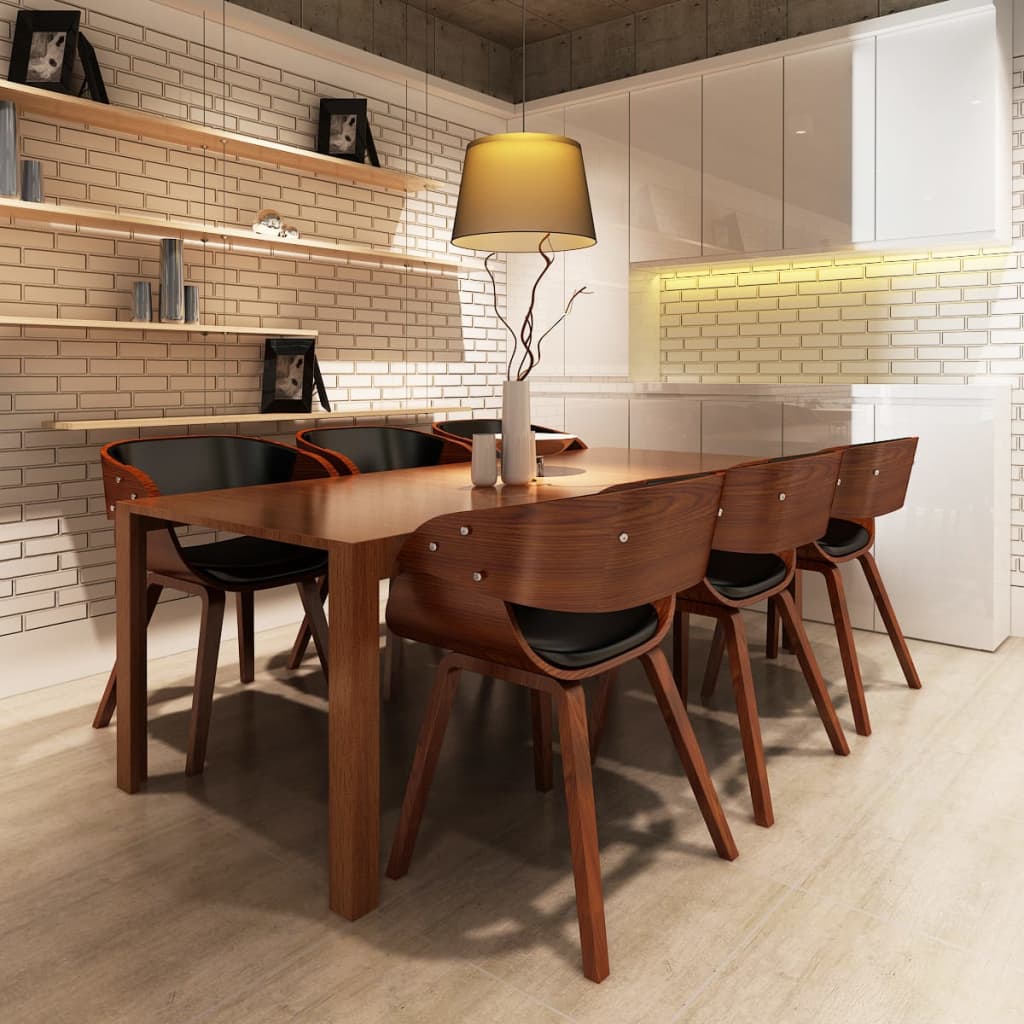 vidaXL Dining Chair Kitchen Chair with Armrests Bent Wood and Faux Leather