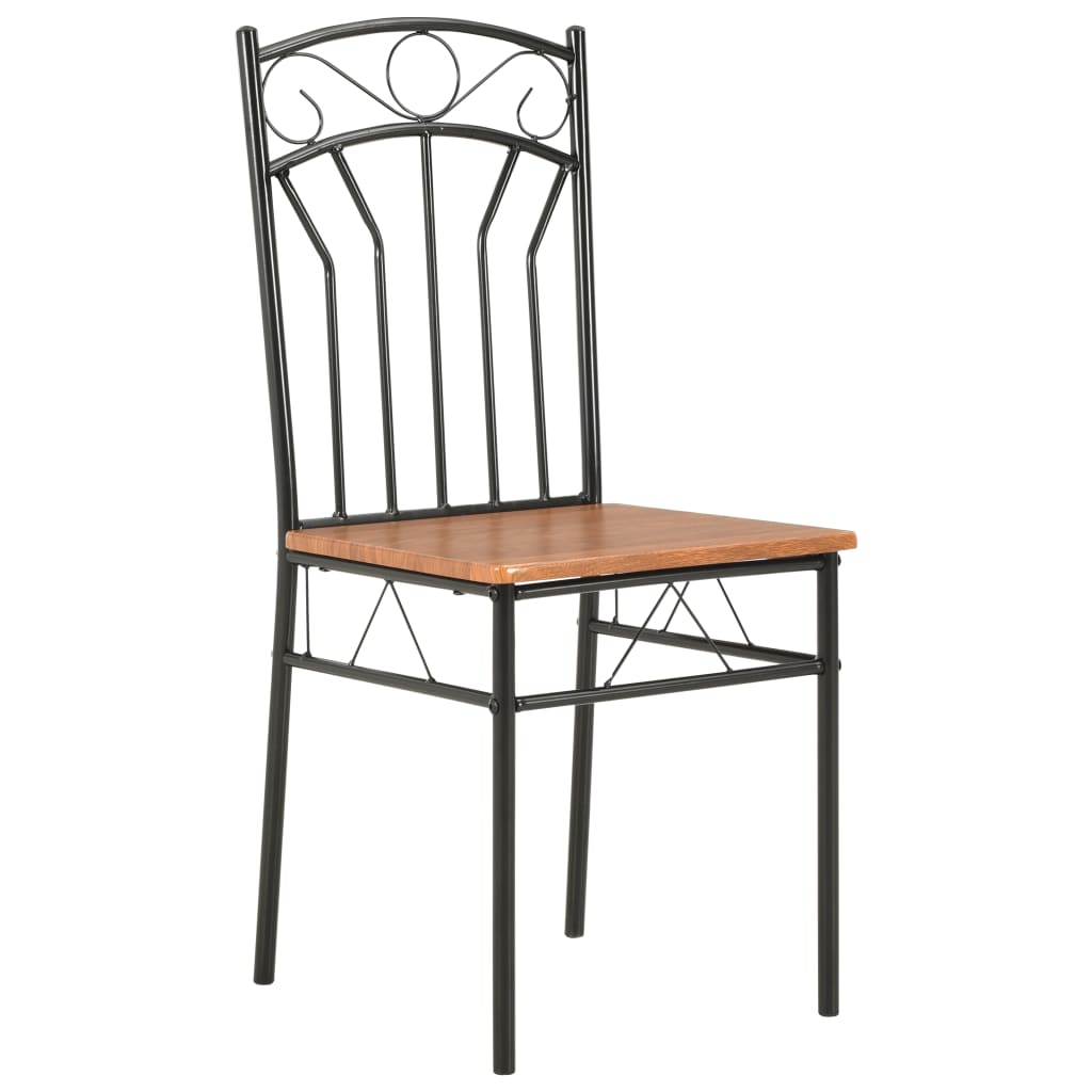 vidaXL Dining Chairs Wood Top Metal Frame Seating for Dining Room Brown MDF