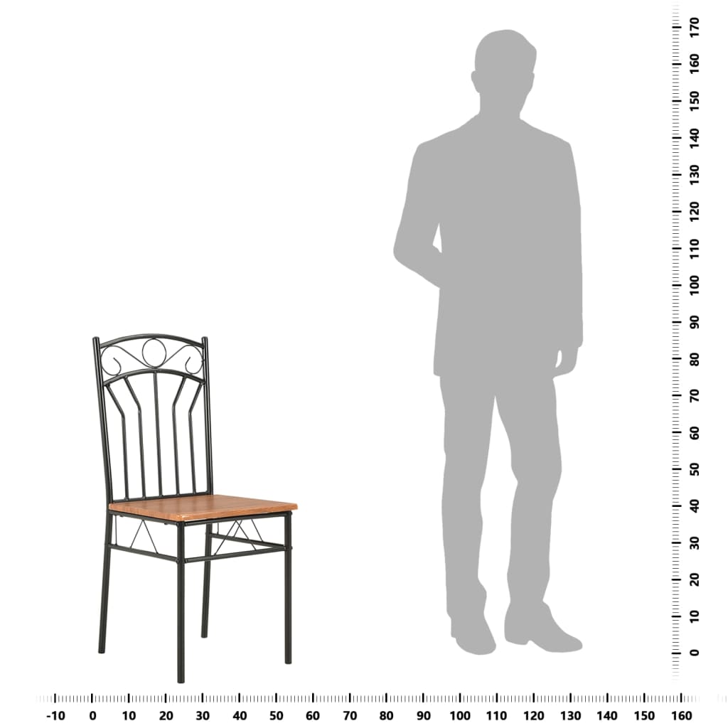 vidaXL Dining Chairs Wood Top Metal Frame Seating for Dining Room Brown MDF