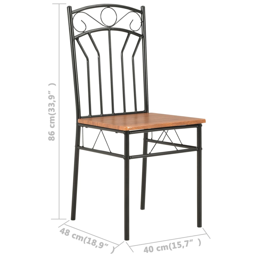 vidaXL Dining Chairs Wood Top Metal Frame Seating for Dining Room Brown MDF