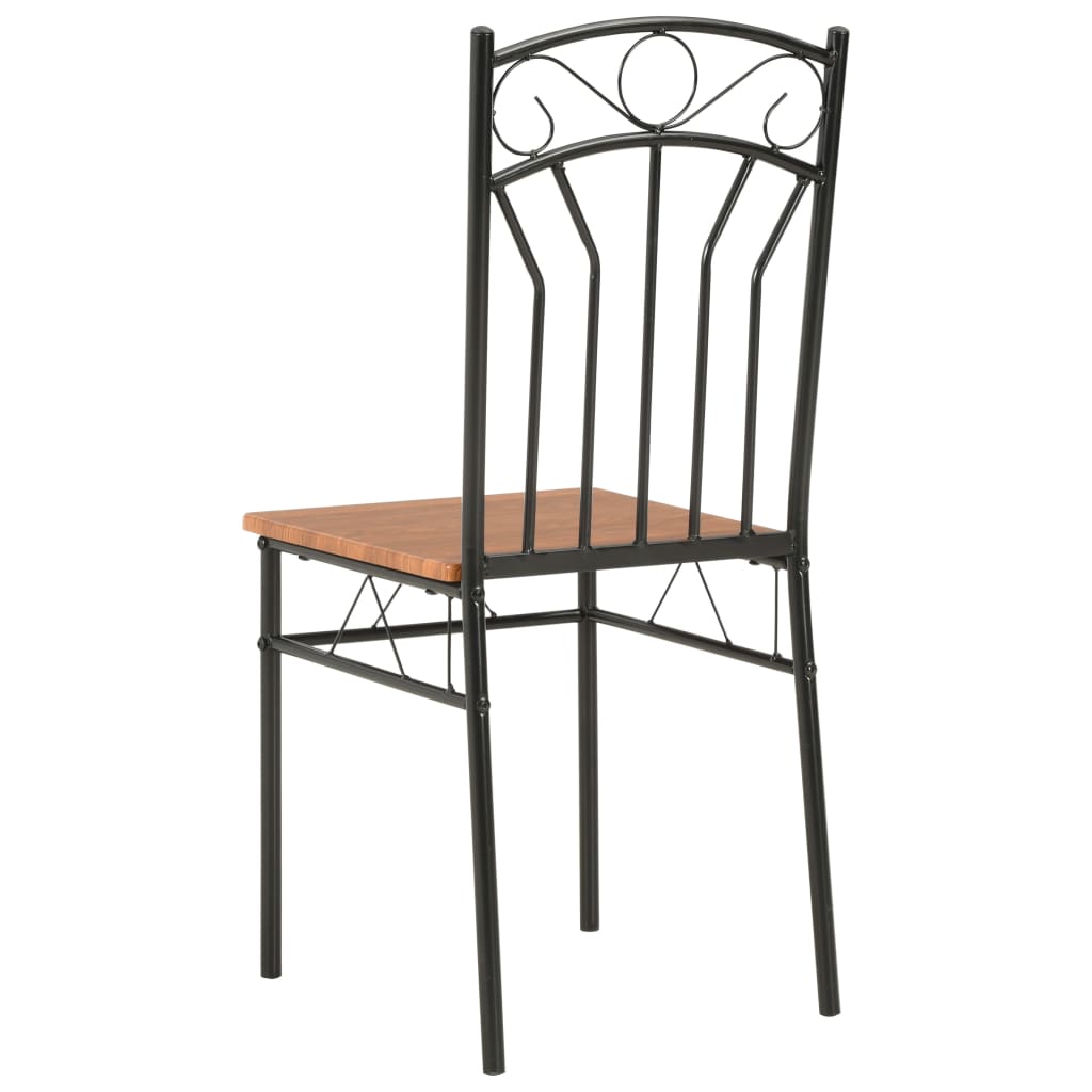 vidaXL Dining Chairs Wood Top Metal Frame Seating for Dining Room Brown MDF