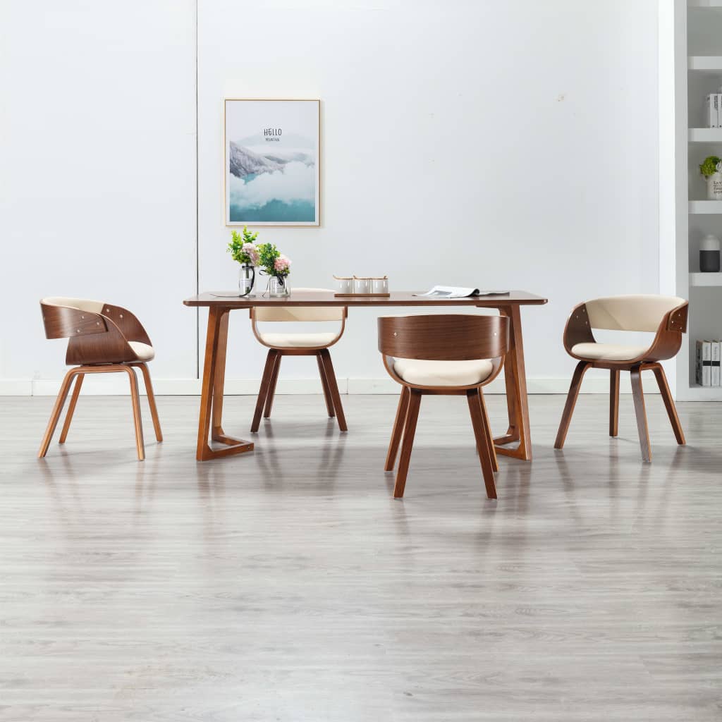 vidaXL Dining Chair Kitchen Chair with Armrests Bent Wood and Faux Leather