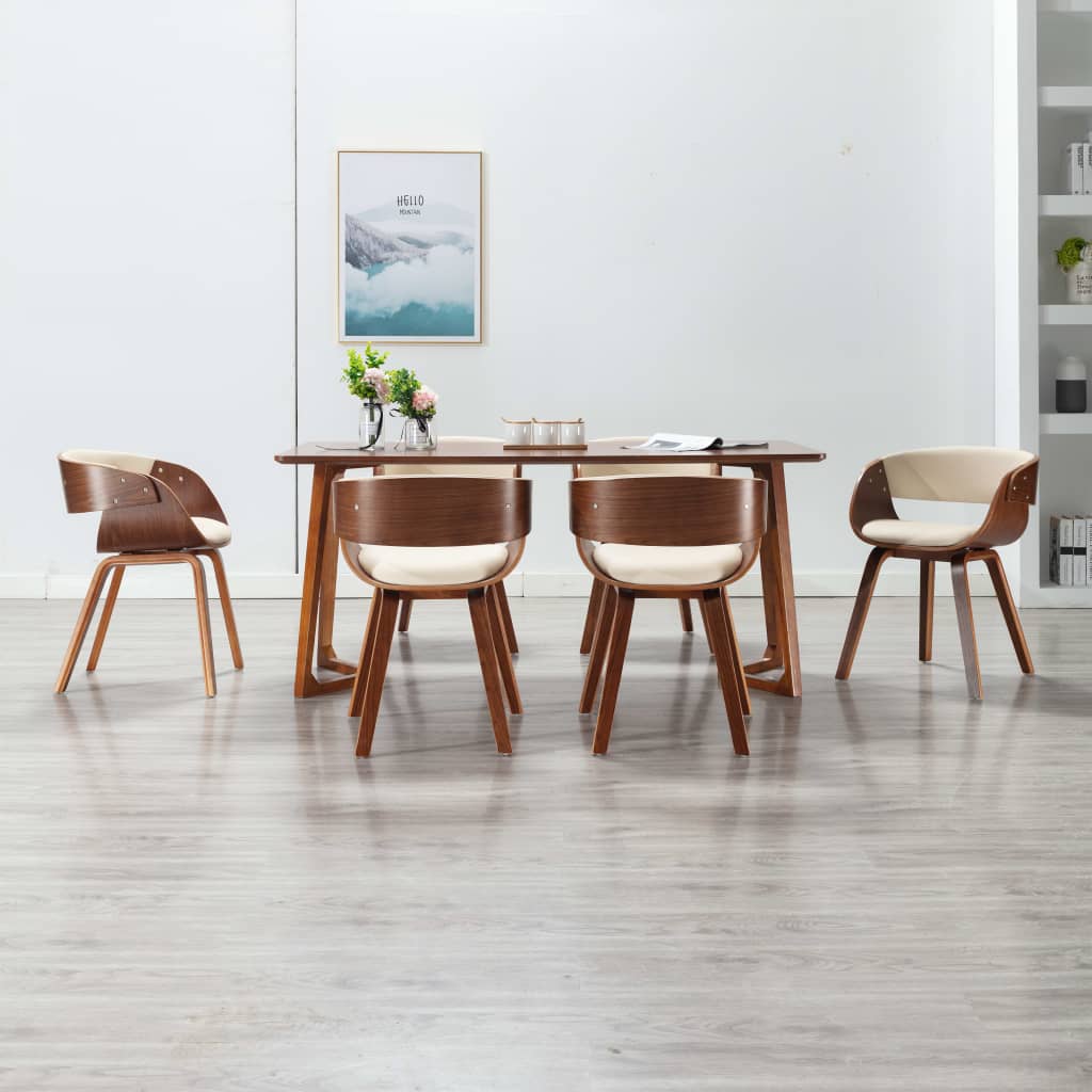 vidaXL Dining Chair Kitchen Chair with Armrests Bent Wood and Faux Leather