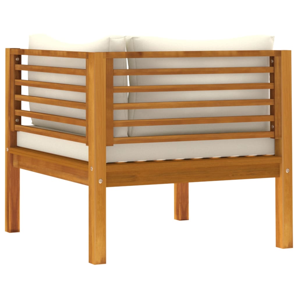 vidaXL Sectional Corner Sofa with Cream White Cushion Acacia Wood