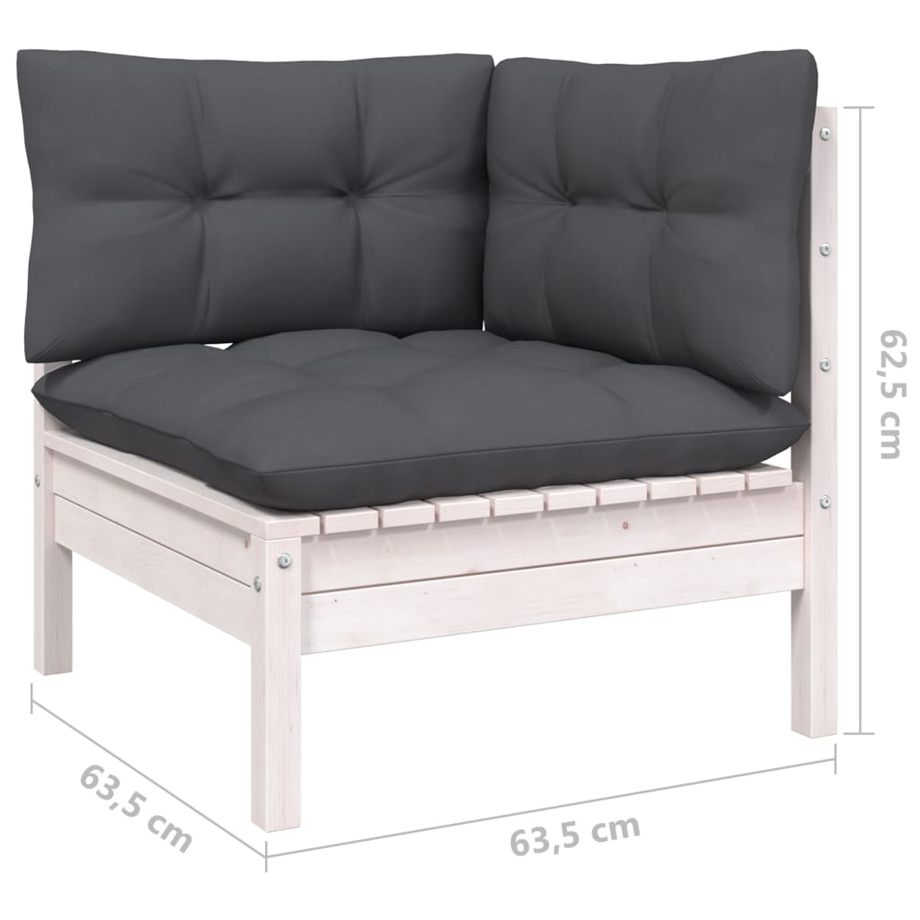 vidaXL Solid Pinewood Patio Lounge Set 9 Piece with Cushions Multi Colors