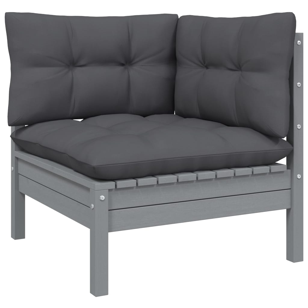 vidaXL Solid Pinewood Patio Lounge Set 9 Piece with Cushions Multi Colors