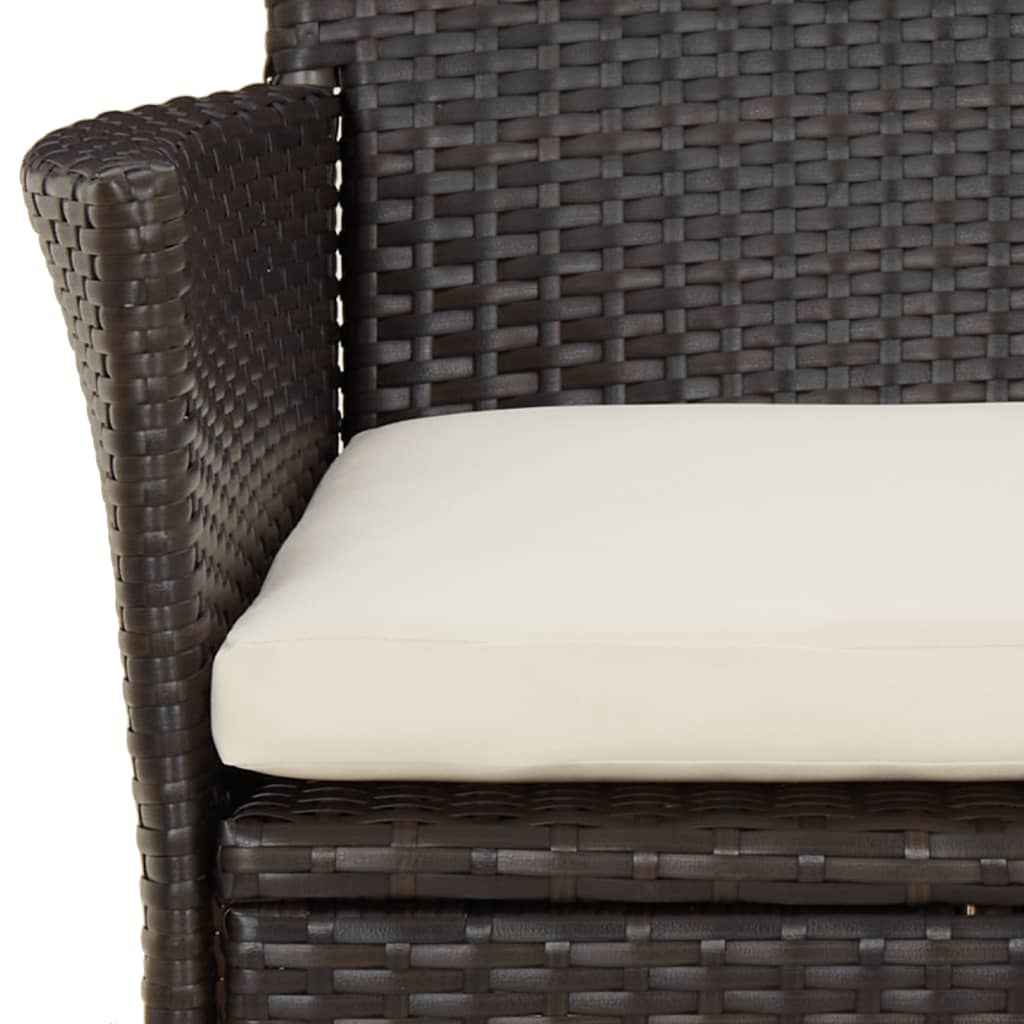vidaXL Patio Dining Set with Cushions Outdoor Furniture Brown Poly Rattan