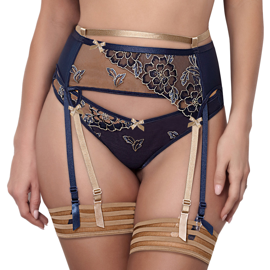 Sheer Mesh Garter Belt Axami Blue Lagoon