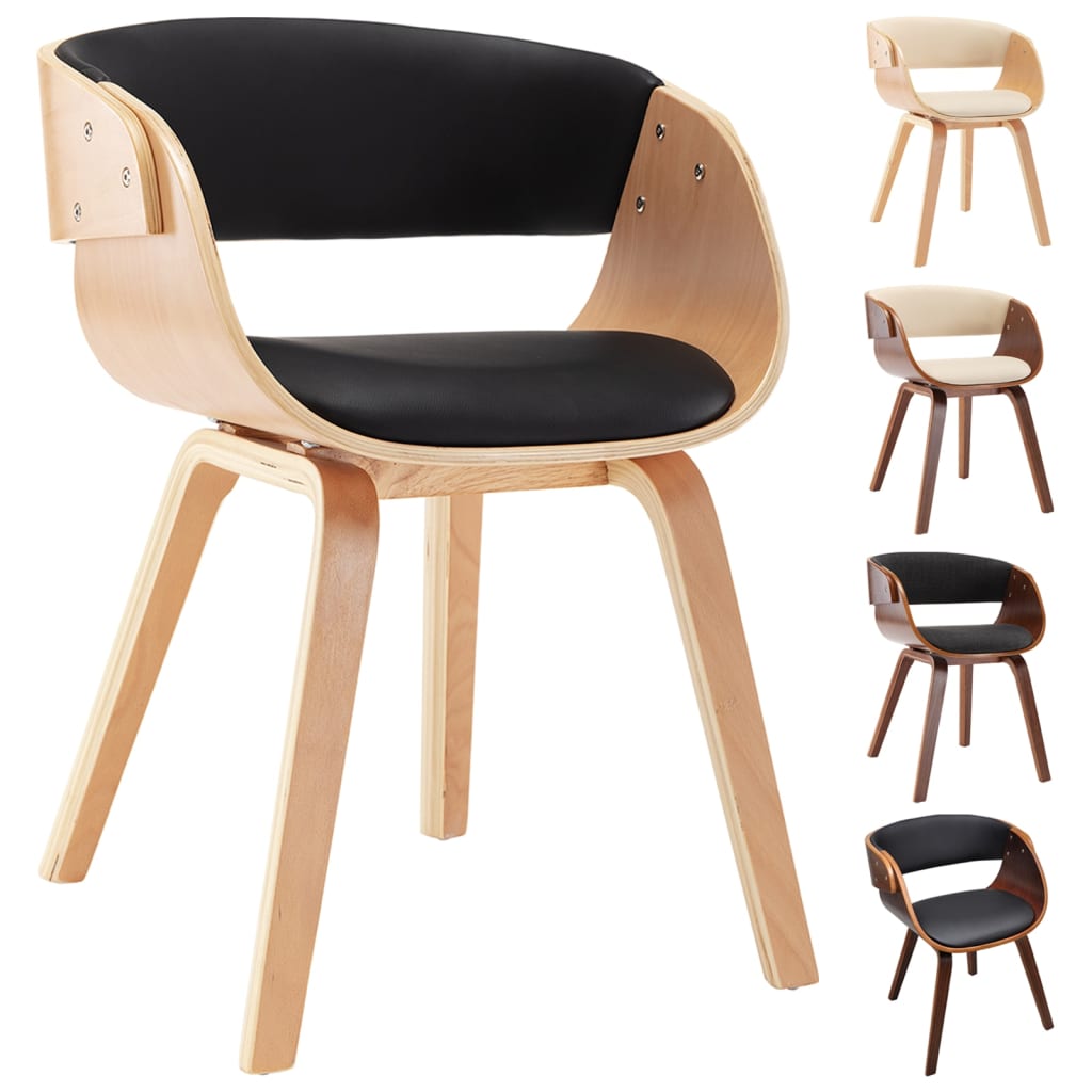 vidaXL Dining Chair Kitchen Chair with Armrests Bent Wood and Faux Leather