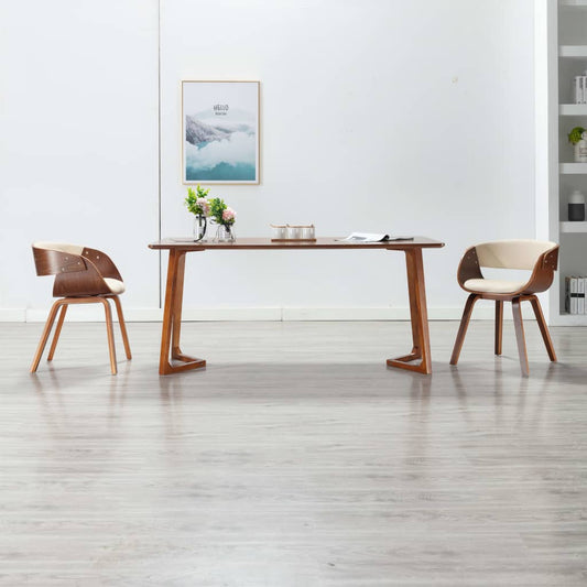 vidaXL Dining Chair Kitchen Chair with Armrests Bent Wood and Faux Leather