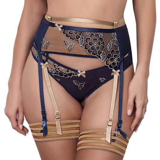 Sheer Mesh Garter Belt Axami Blue Lagoon
